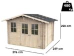 Alce Cortona Express 296×249 – Gerätehaus aus Holz – Mit Fenstern und Doppelflügeltür – 296x249x220 cm – Image 2