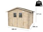 Alce Hobby 248×248 – Gartenhaus aus Holz – Mit Fenstern und Doppelflügeltür – 248x248x217 cm – Image 3