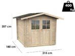 Alce Opera 215×180 – Gerätehaus aus Holz – Mit Fenstern und Doppelflügeltür – 215x180x207 cm – Image 3