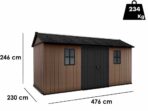Keter Newton plus 7515/1575 – Gartenhaus – Mit zweiflügeliger Tür und Fenstern – 230x476x246 cm – Image 4